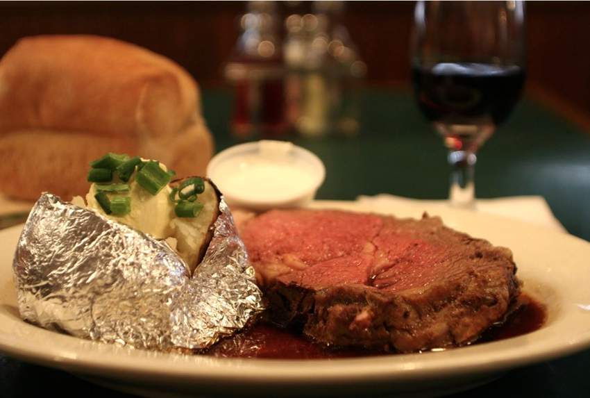 Actual Coachman prime rib dinner with a baked potato